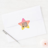 Speelse Kat met Garens Ster Sticker (Envelop)