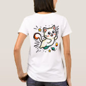 Speelse kat met sterren en ballen t-shirt (Achterkant)