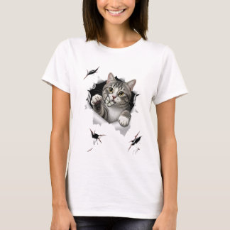 Speelse kat met vlinder en meervoudige stof thee t-shirt