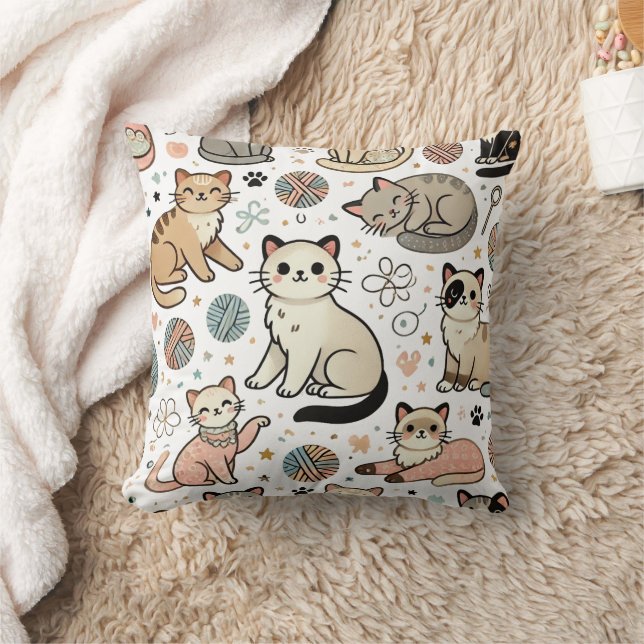 Speelse kat patroon decoratief kussen (Deken)