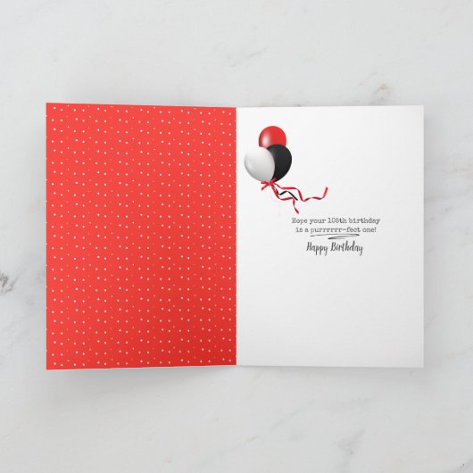 speelse kat voor 105e verjaardag kaart (Binnen)