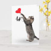 speelse kat voor 48e verjaardag kaart (Gele Bloem)