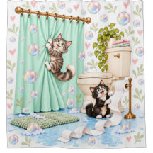 Speelse katten badkamer kattenkwaad