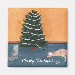 Speelse Katten door Kerstboom Magneten