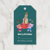 Speelse katten en geschenken ster hart groen Kerst Cadeaulabels (Achterkant)