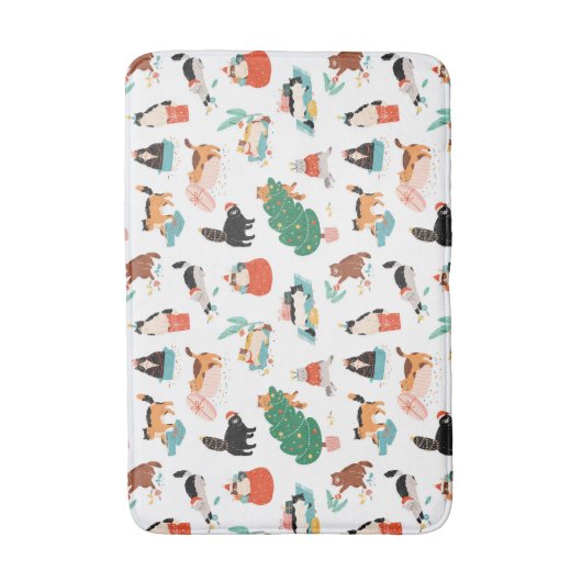 Speelse katten en kerstbomen patroon badmat (Voorkant Verticaal)