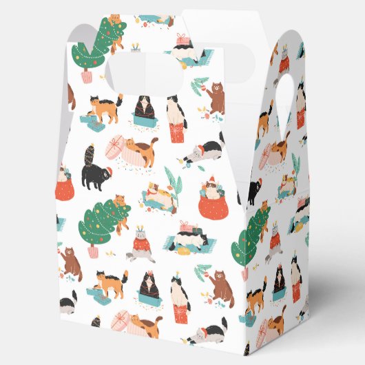 Speelse katten en kerstbomen patroon bedankdoosjes (Geopend)