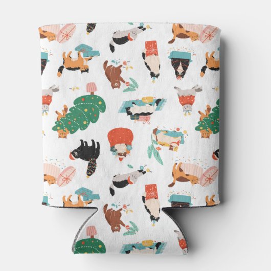 Speelse katten en kerstbomen patroon blikjeskoeler (Achterkant)