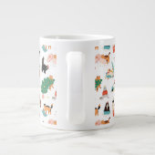 Speelse katten en kerstbomen patroon grote koffiekop (Achterkant)