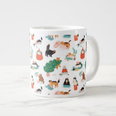 Speelse katten en kerstbomen patroon grote koffiekop (Voorkant rechts)