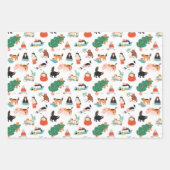 Speelse katten en kerstbomen patroon inpakpapier vel (Voorkant 2)