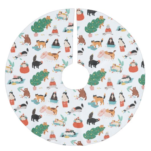 Speelse katten en kerstbomen patroon kerstboom rok (Voorkant)