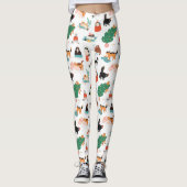 Speelse katten en kerstbomen patroon leggings (Voorkant)