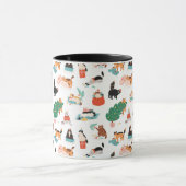 Speelse katten en kerstbomen patroon mok (Midden)