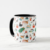 Speelse katten en kerstbomen patroon mok (Voorkant links)