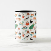 Speelse katten en kerstbomen patroon mok (Midden)