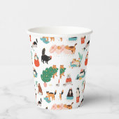 Speelse katten en kerstbomen patroon papieren bekers (Rechts)