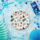 Speelse katten en kerstbomen patroon papieren bordje (Feest)