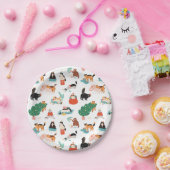 Speelse katten en kerstbomen patroon papieren bordje (Feest)