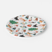 Speelse katten en kerstbomen patroon papieren bordje (Gekanteld)