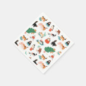 Speelse katten en kerstbomen patroon servet (Hoek)