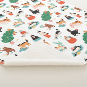 Speelse katten en kerstbomen patroon sherpa deken (3/4)