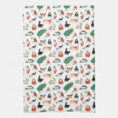 Speelse katten en kerstbomen patroon theedoek (Verticaal)