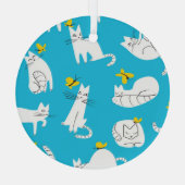 Speelse Katten en Vlinders Patroon Glas Ornament (Achterkant)