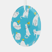 Speelse Katten en Vlinders Patroon Glas Ornament (Voorkant links)