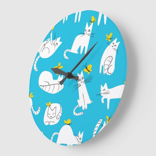 Speelse Katten en Vlinders Patroon Grote Klok (Hoek)
