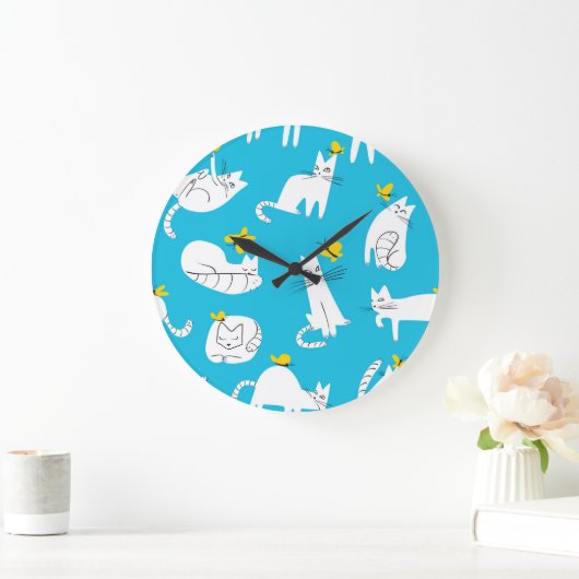 Speelse Katten en Vlinders Patroon Grote Klok (Huis)