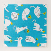 Speelse Katten en Vlinders Patroon Legpuzzel (Horizontaal)