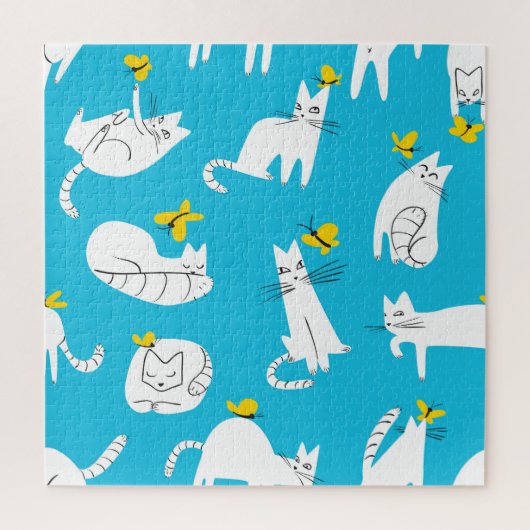 Speelse Katten en Vlinders Patroon Legpuzzel (Verticaal)
