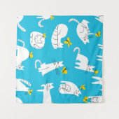 Speelse Katten en Vlinders Patroon Wandkleed (Voorkant (horizontaal))