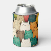 Speelse katten | Kleurrijke Cartoon kunst Blikjeskoeler (Blikje Voorkant)