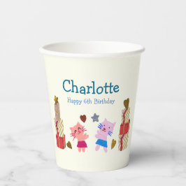 Speelse Katten met Gifts Yellow Kids Verjaardagsfe Papieren Bekers