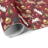 Speelse katten met glanzende kerstversieringen cadeaupapier (Rol Hoek)