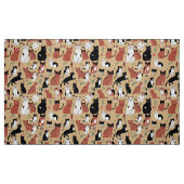 Speelse katten op een lichtbruine achtergrond stof (Fat Quarter)