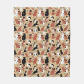 Speelse Katten Op Een Tan Achtergrond Fleece Deken (Voorkant)