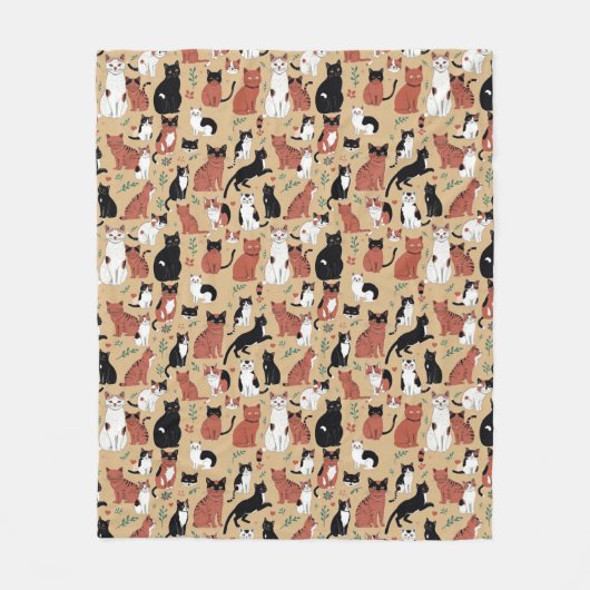 Speelse Katten Op Een Tan Achtergrond Fleece Deken (Voorkant)