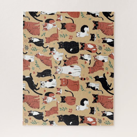 Speelse Katten Op Een Tan Achtergrond Legpuzzel (Verticaal)