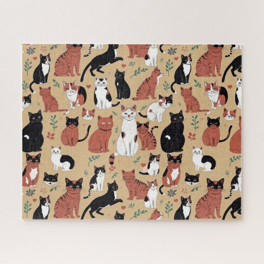Speelse Katten Op Een Tan Achtergrond Legpuzzel (Horizontaal)