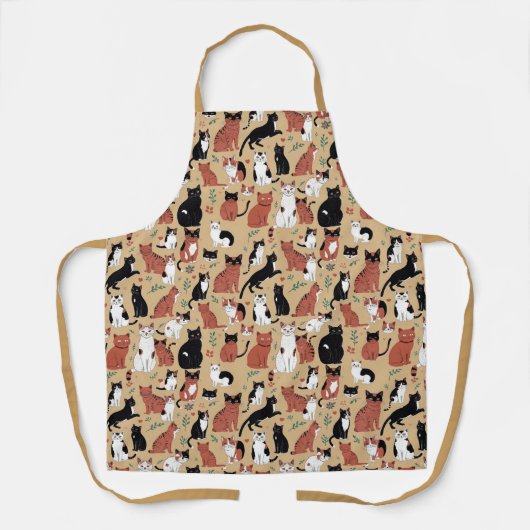 Speelse Katten Op Een Tan Achtergrond Schort (Voorkant)