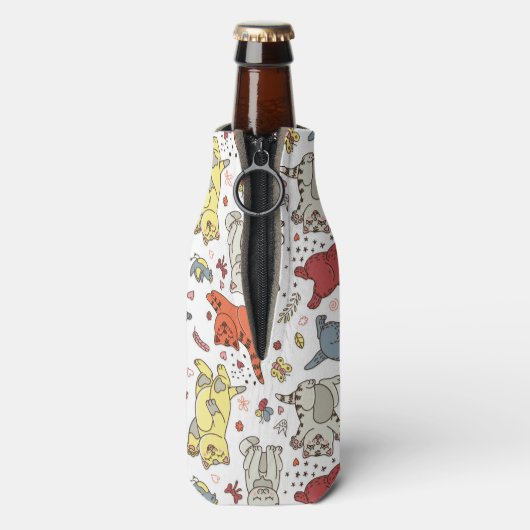 Speelse katten patroon fles koeler (Fles Achterkant)