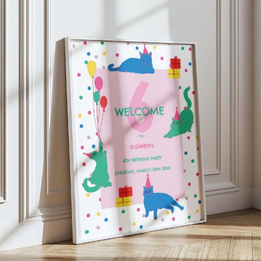 Speelse katten perfecte verjaardagsfeest welkom poster