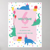 Speelse katten perfecte verjaardagsfeest welkom poster (Voorkant)