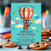 Speelse kattenballon 1e verjaardag kaart