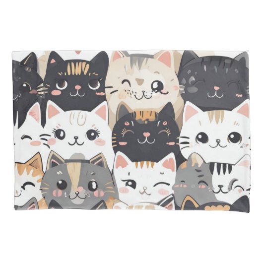 Speelse Kattenkussen Hoesje Kussensloop (Voorkant)