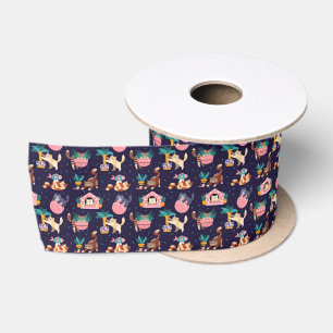 Speelse kattenliefhebber ontwerp satijnen lint