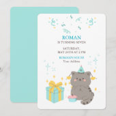 Speelse Kattenverjaardag Kaart (Voorkant / Achterkant)